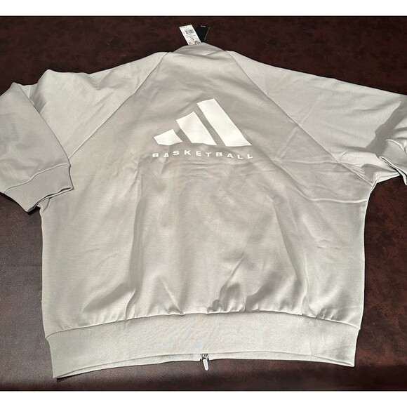 Adidas Basketball Zip Jacket Large New Metal Gray B1073 Men's